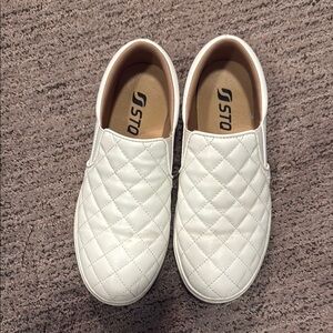 Quilted White Slip-On Sneakers